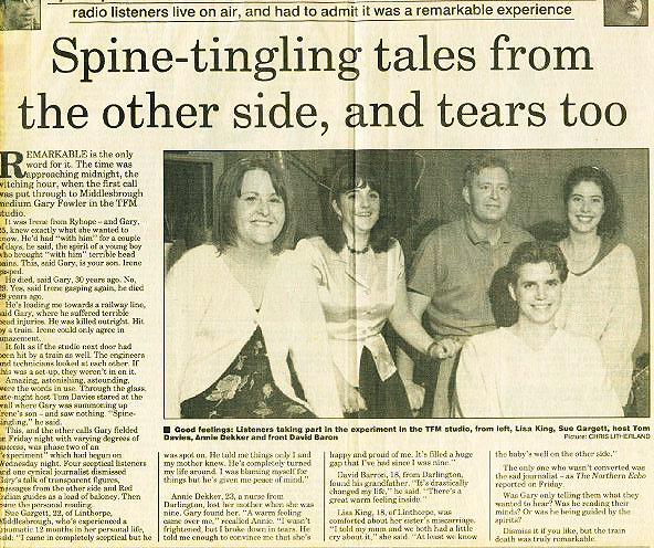 Newspaper clipping from TFM Radio Show, an investigation into the paranormal. 